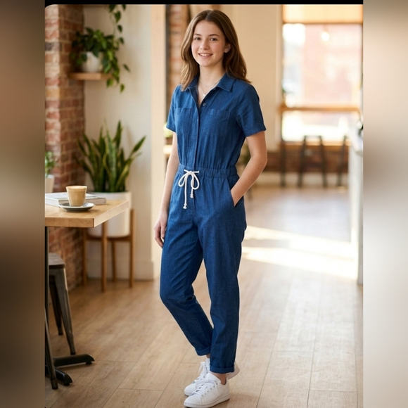 On s'en fout des garcons Pants - On S’en Fout des Garçons Blue Cotton Jumpsuit – Size 12